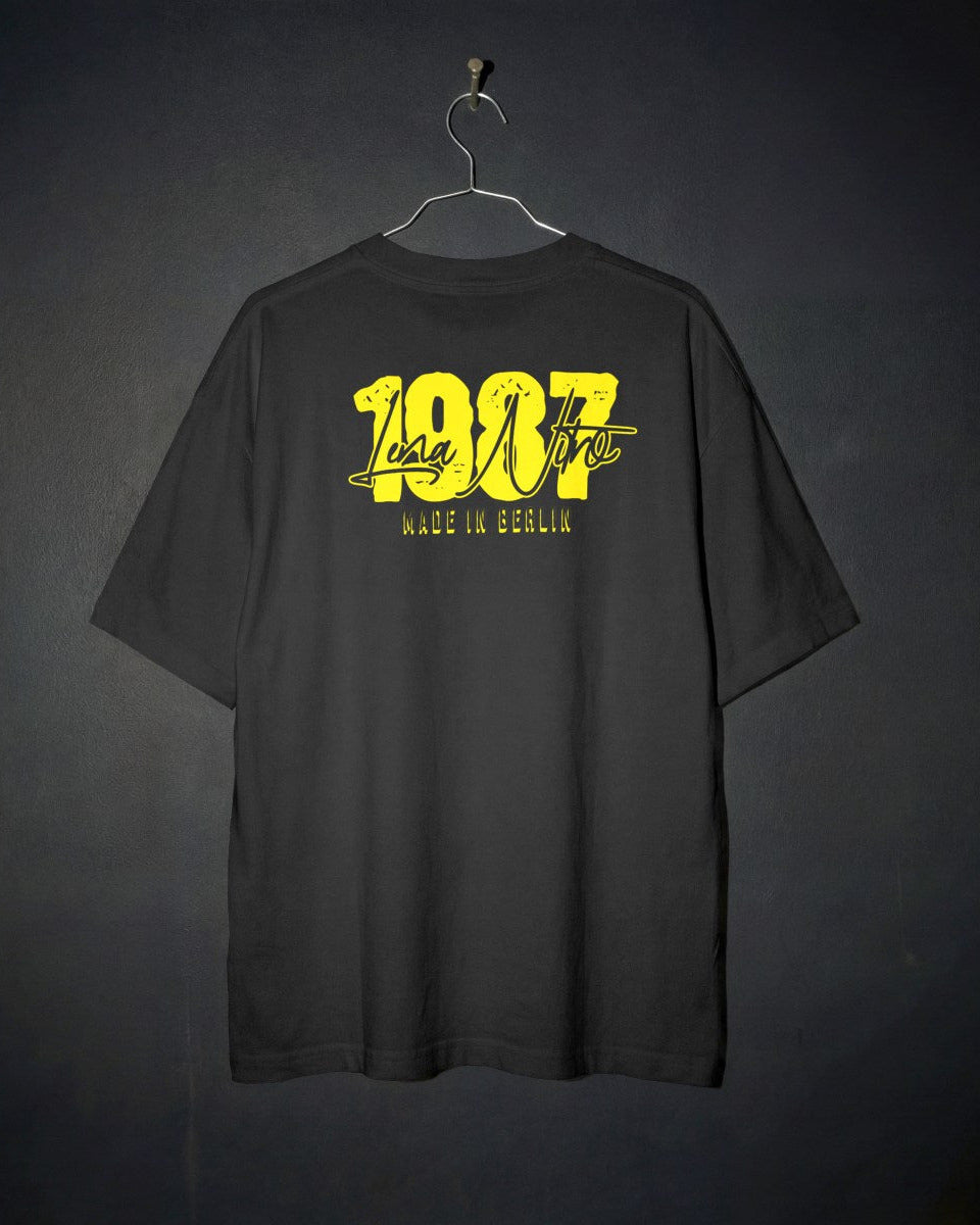 Black Lena Nitro 1987 shirt with yellow Berlin print