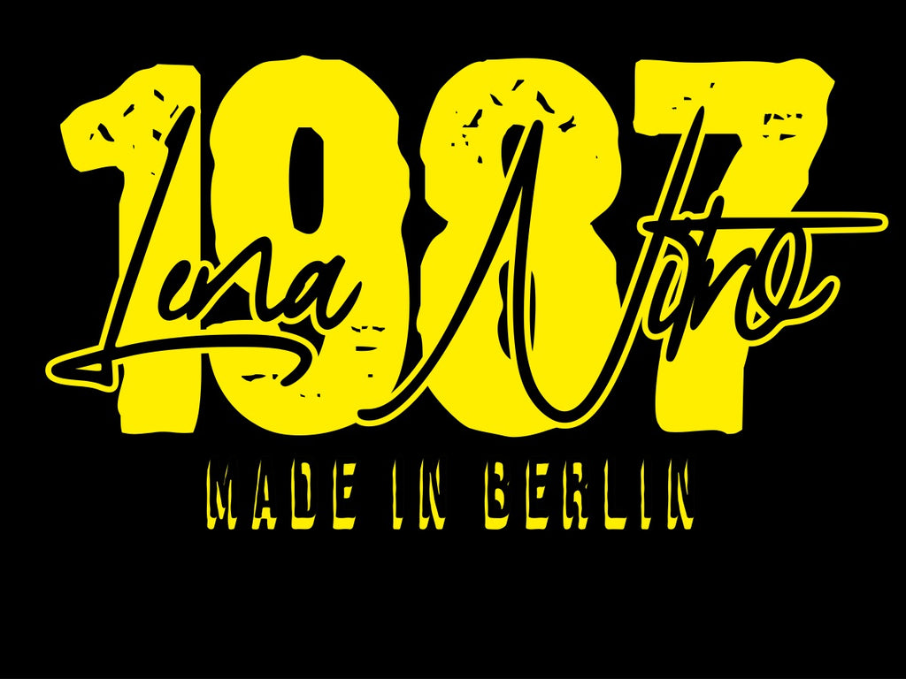 Lena Nitro 1987 Made in Berlin yellow typography design