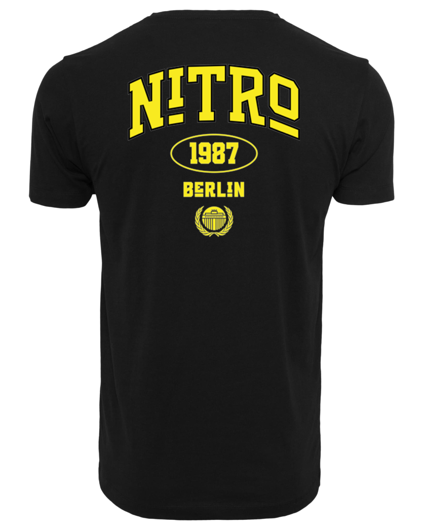 Black Nitro Berlin t-shirt yellow graphic back view