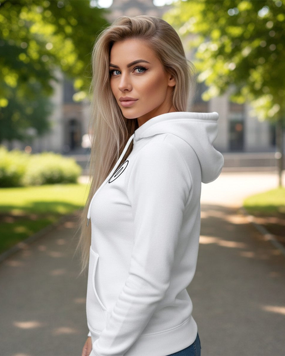 Side view of Lena Nitro white flash lightning hoodie