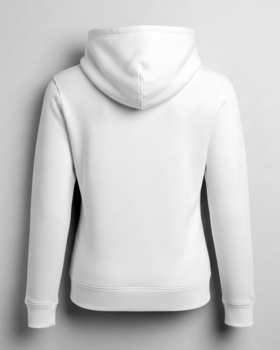White Nitro Flash hoodie with blue lightning back view