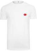 Front view mockup of white Nitroarmy t-shirt with red logo