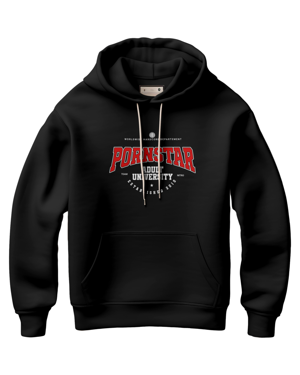 Pornstar Adult University black hoodie sweatshirt